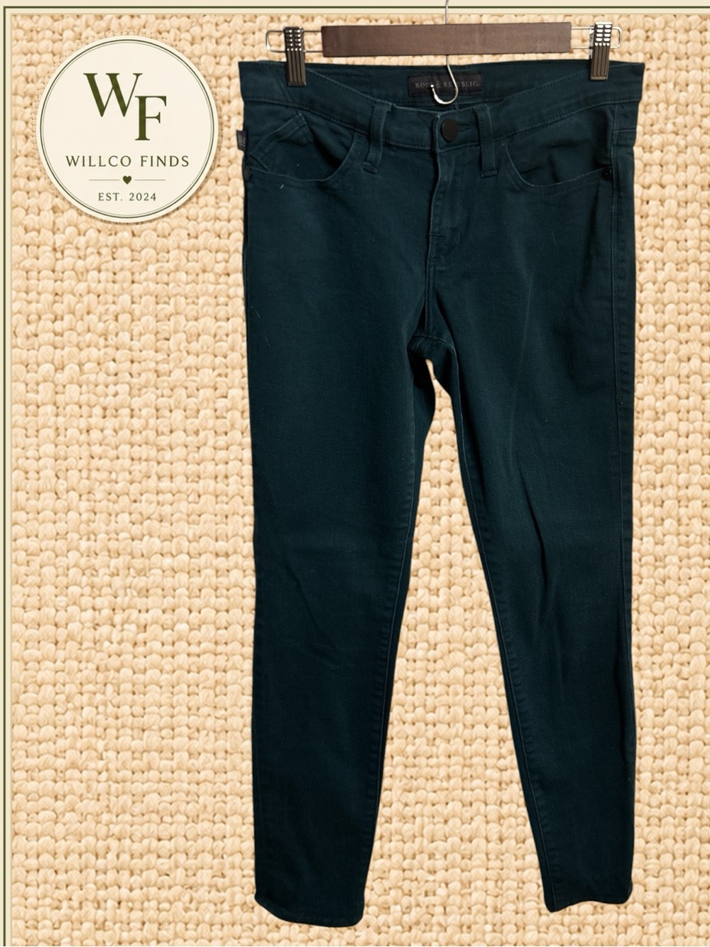 Rock & Republic Women’s Size 8 Teal Green Skinny Jeans Stretch Pants